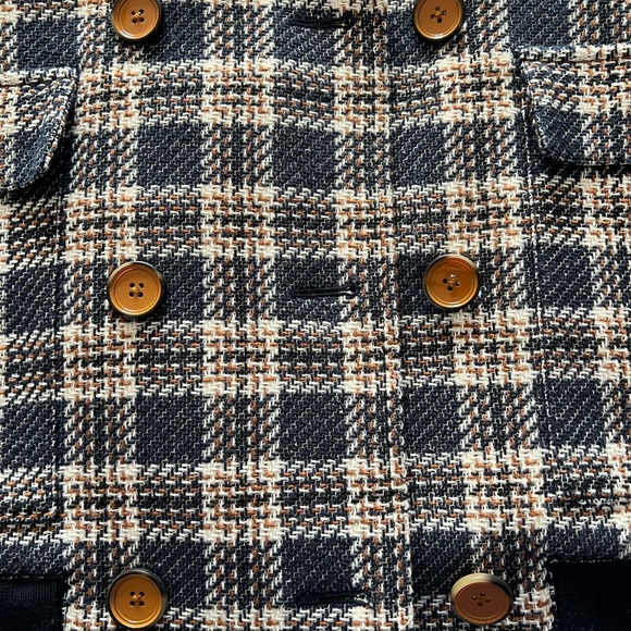 VERONICA BEARD Women's Enzo Dickey Double-Breasted Vest Size L in Plaid Blue - Picture 6 of 11